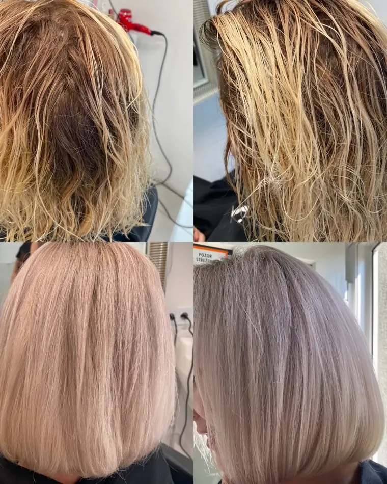 Před a po: regenerace vysušených a roztřepených blond konečků