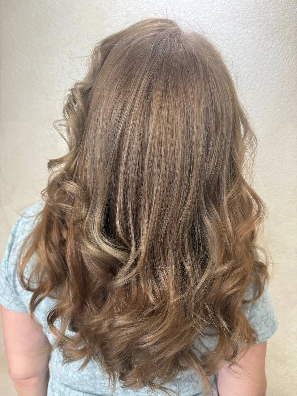 Bronde balayage do vln na dlouhých vlasech zezadu — Newtone Brno